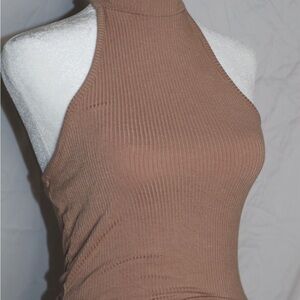 Bozzolo Ribbed Tan Halter Top